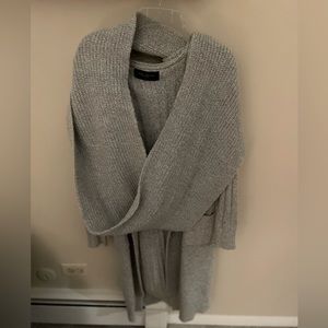 Grey cardigan with attached scarf